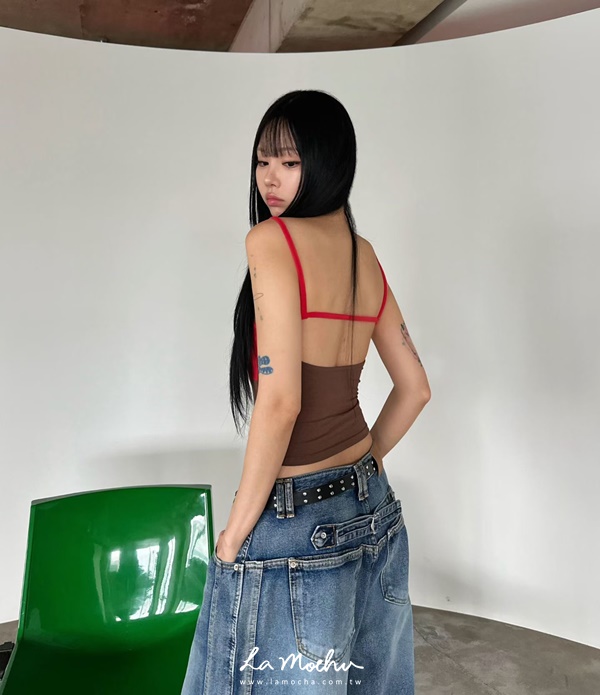 拼接色細肩美背BRA背心